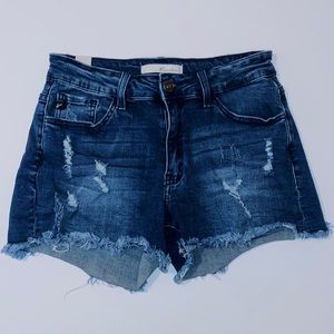 Kancan Distressed Blue Denim Shorts Size: 28
